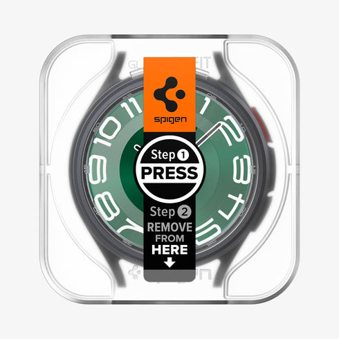 AGL07066 - Galaxy Watch 6 Classic (47mm) Screen Protector EZ FIT GLAS.tR showing the watch face